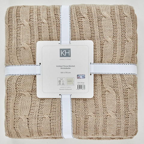 Karaca Home Bone Farbe Cable Knit Throw Öko-Tex Zertifiziert