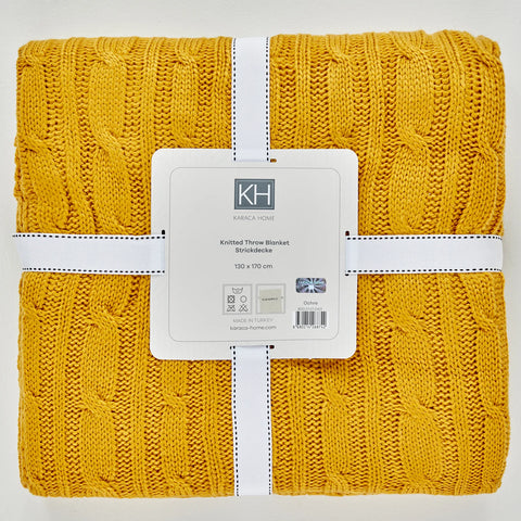 Karaca Home Bone Farbe Cable Knit Throw Öko-Tex Zertifiziert