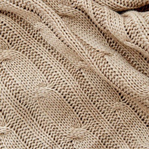 Karaca Home Bone Farbe Cable Knit Throw Öko-Tex Zertifiziert