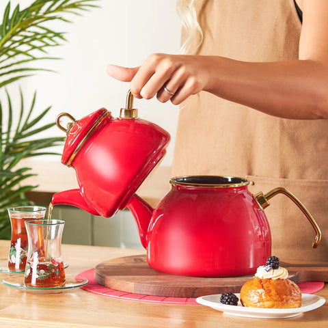 Karaca Retro Emaille Teekannen- Set
