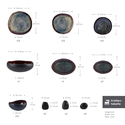 Karaca Red Carpet Collection Streamline Galactic Geschirrset, 12 Personen, 59 teilig