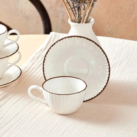 Karaca Rhine Kaffeetassen-Set für 4 Personen, 8 Teilig, Porzellan