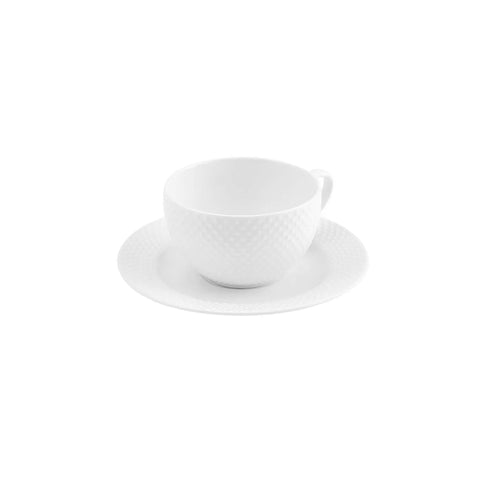 Karaca Punto für 4 Personen Teetasse und Untertasse Set, 8 Teilig, New Generation Bone, Weiß, 220ml