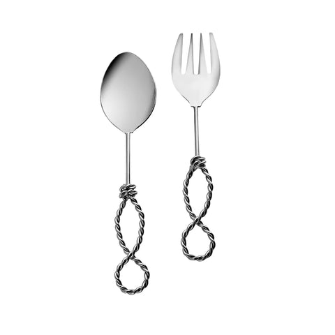 Karaca Rope Service Löffel und Gabelset, Silber