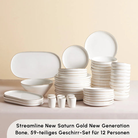 Karaca Red Carpet Collection Streamline New Saturn aus Porzellan, 12 Personen, 59-teilig