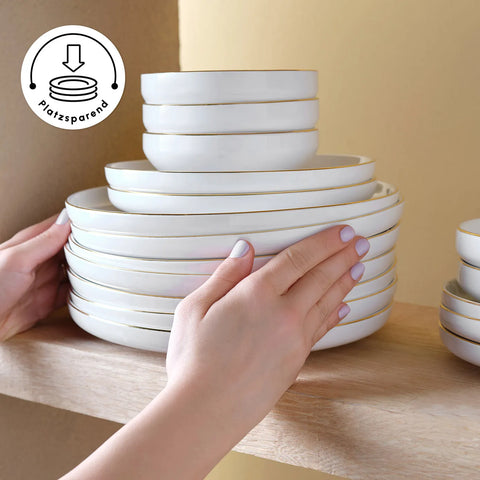 Karaca Red Carpet Collection Streamline New Saturn aus Porzellan, 12 Personen, 59-teilig