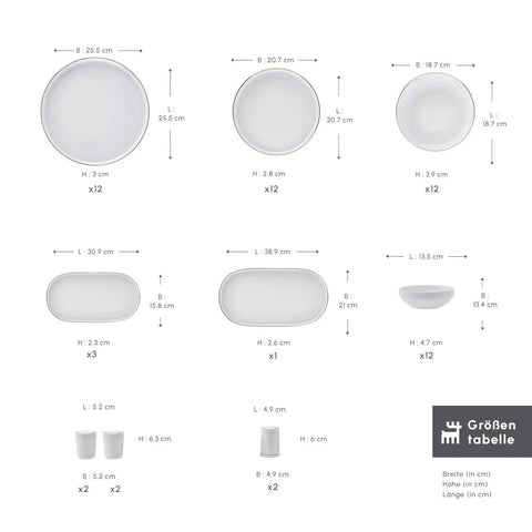 Karaca Red Carpet Collection Streamline New Saturn aus Porzellan, 12 Personen, 59-teilig